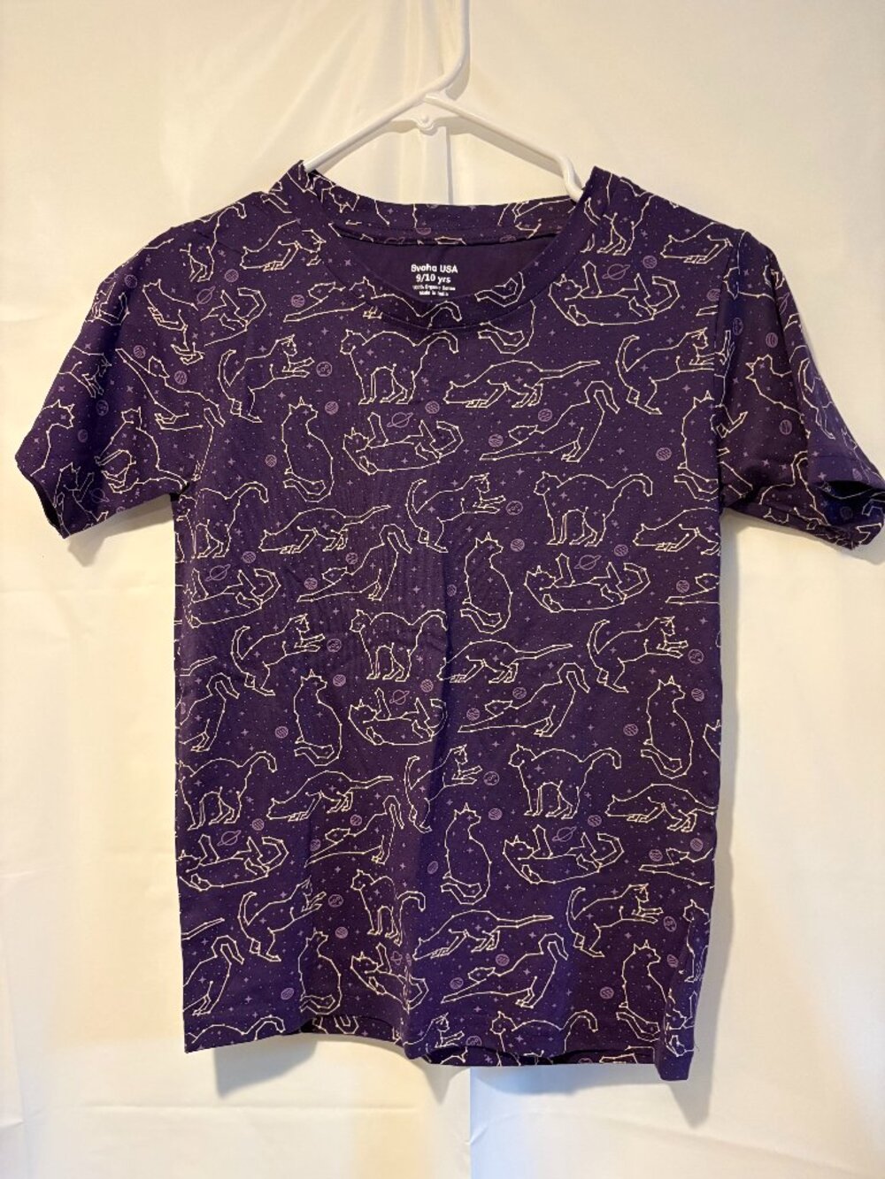 Svaha Size 9/10 Cats Constellations Glow In The Dark Short Sleeve Shirt